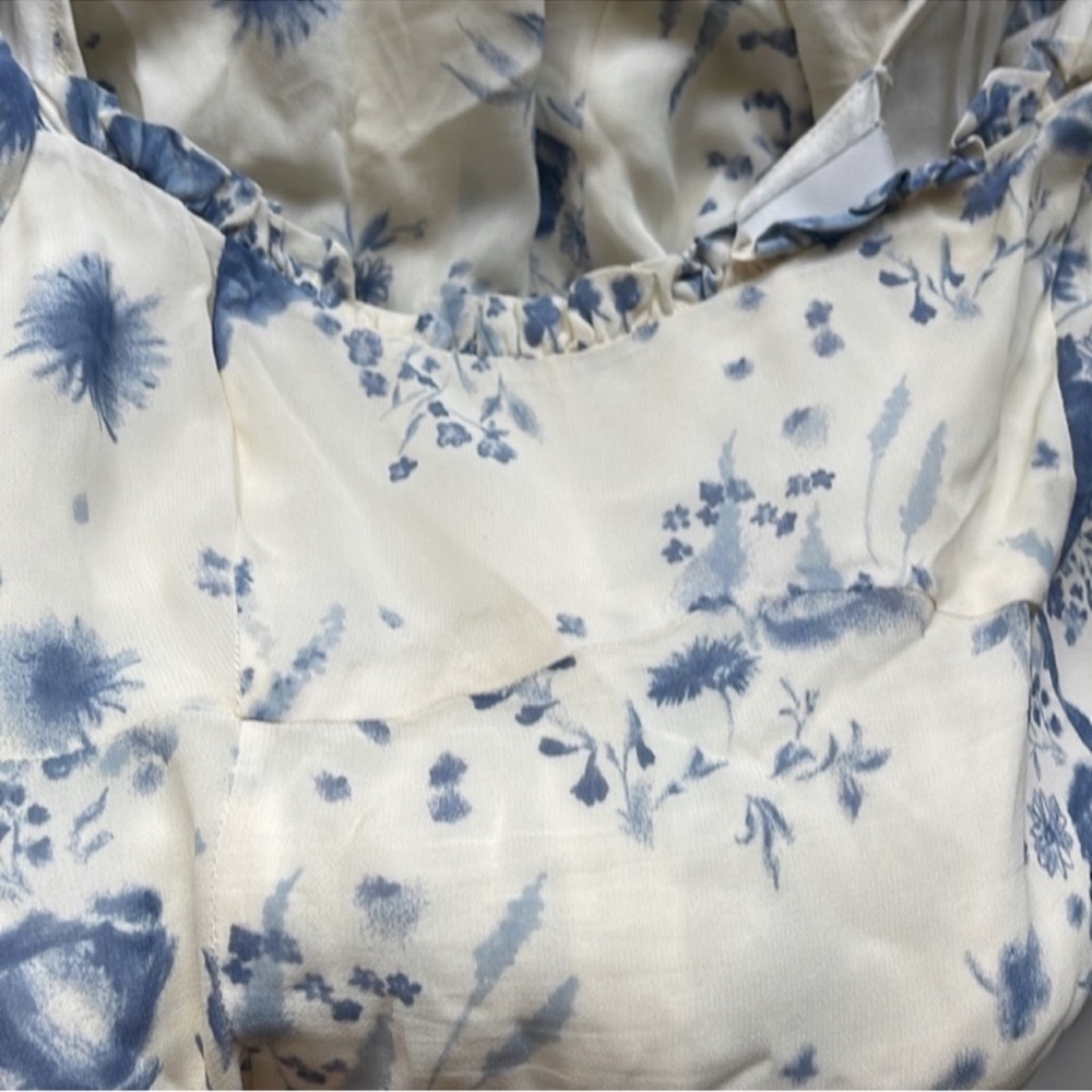 Reformation Cream and Blue Floral Mini Dress - Picture 8 of 14